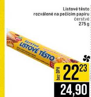 Listové těsto rozválené na pečícím papíru čerstvě 275 g čerstvé 