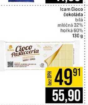 Icam Cioco čokoláda bílá mléčná 32% hořka 60% 130 g