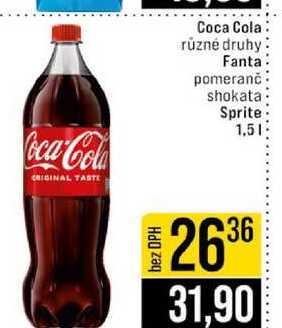 Coca Cola různé druhy Fanta pomeranč shokata Sprite 1,5l