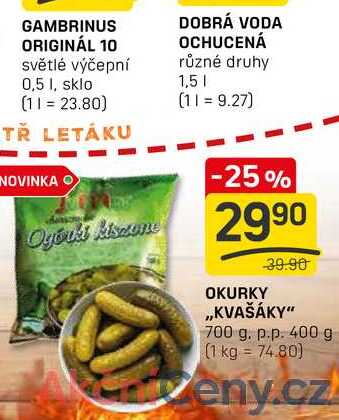 OKURKY ,,KVAŠÁKY" 700 g. p.p. 400 g 