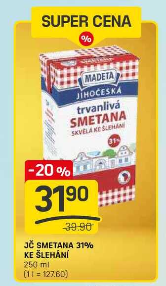 JČ SMETANA 31% KE ŠLEHÁNÍ 250 ml 