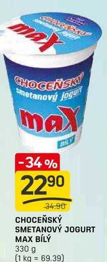Choceňská Mlékárna Choceňský smetanový jogurt max bílý 330g