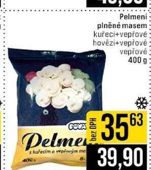 Pelmeni plněné masem kuřecí+vepřové hovězi+vepřové vepřové 400 g 