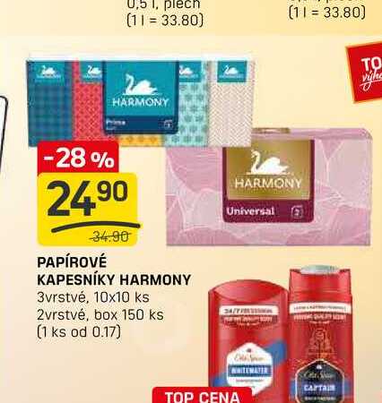 PAPÍROVÉ KAPESNÍKY HARMONY 3vrstvé, 10x10 ks 