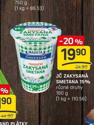 JČ ZAKYSANÁ SMETANA 15% různé druhy 180 g