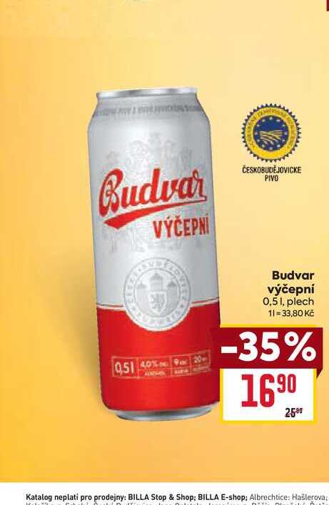 BUDVAR Pivo světlé výčepní 0,5l 0.5l, plech