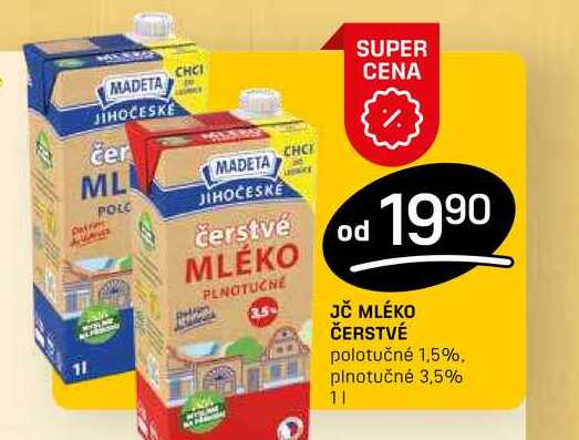 JČ MLÉKO ČERSTVÉ polotučné 1,5% 1l