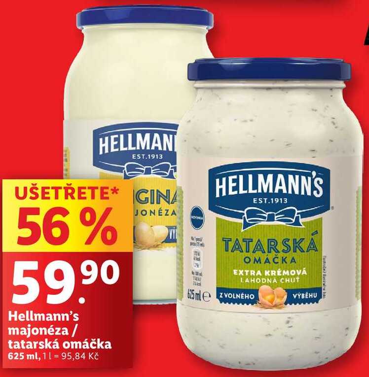 Hellmann's majonéza/tatarská omáčka, 625 ml