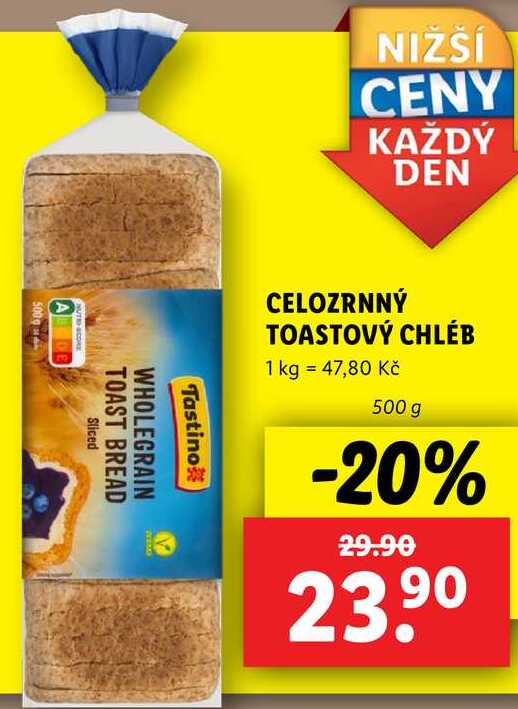 CELOZRNNÝ TOASTOVÝ CHLÉB, 500 g