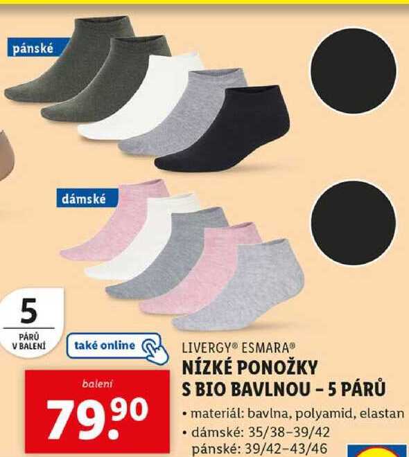 NÍZKÉ PONOŽKY S BIO BAVLNOU - 5 PÁRŮ 