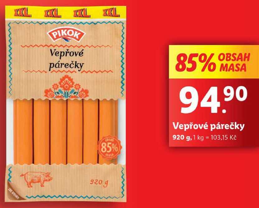 Vepřové párečky, 920 g