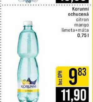 Korunní ochucená citron mango limeta+máta 0,75l