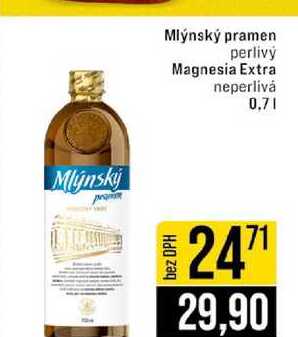 Mlýnský pramen perlivý Magnesia Extra neperlivȧ 0,7l