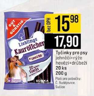 Tyčinky pro psy jehněči+rýže hovězí+drůbeži 20 ks 200 g 