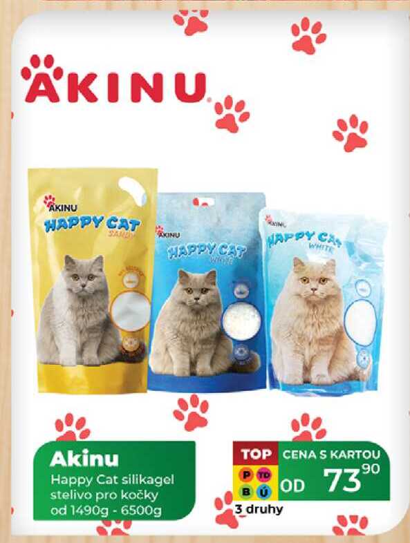 Akinu Happy Cat silikagel stelivo pro kočky od 1490g - 6500g