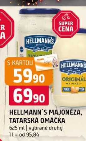 Hellmann's majonéza, tatarská omáčka 625ml, vybrané druhy