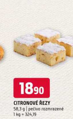 Citronové řezy 58,3 g pečivo rozmrazené