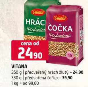 Vitana 250 g předvařený hrách žlutý 330 g předvařená čočka