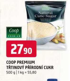 Coop premium třtinový přírodní cukr 500g