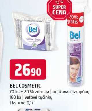 Bel cosmetic 70 ks + 20% zdarma odličovací tampóny 160 ks vatové tyčinky 