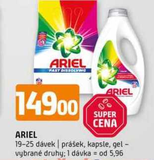 Ariel 19-25 dávek prášek, kapsle, gel vybrané druhy