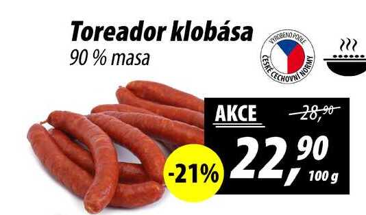 Toreador klobása 90% masa, 100 g