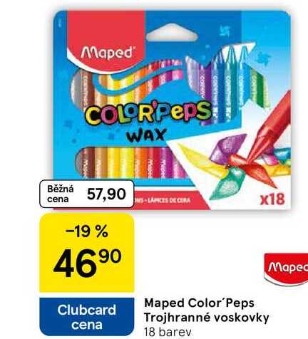Maped COLOR'Peps Trojhranné voskovky, 18 barev 