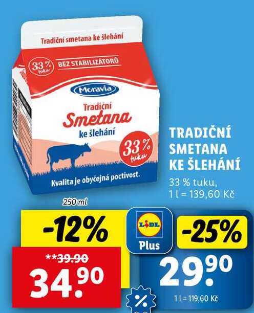 TRADIČNÍ SMETANA KE ŠLEHÁNÍ, 250 ml