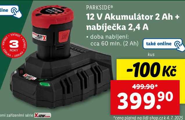 12 V Akumulátor 2 Ah + nabíječka 2,4 A 