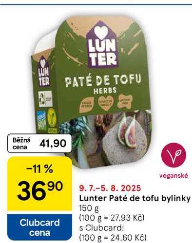 Lunter Paté de tofu bylinky, 150 g 