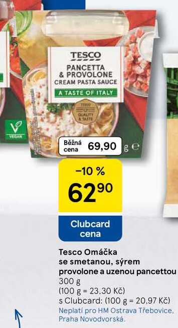 Tesco Omáčka se smetanou, sýrem provolone a uzenou pancettou, 300 g
