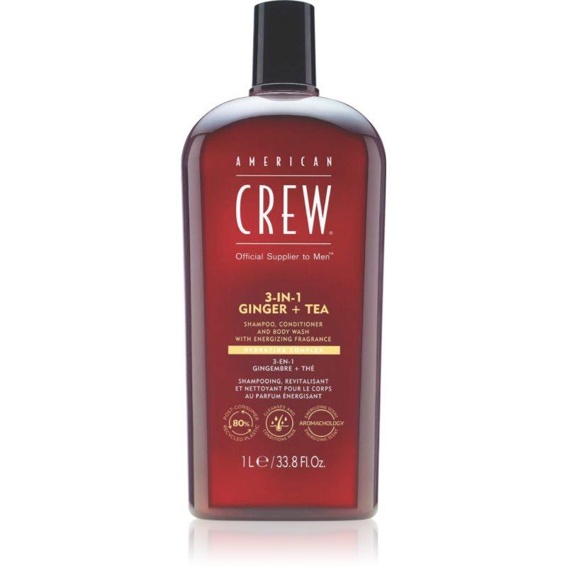 American Crew 3 in 1 Ginger + Tea 3 v 1 šampon, kondicionér a sprchový gel pro muže 1000 ml