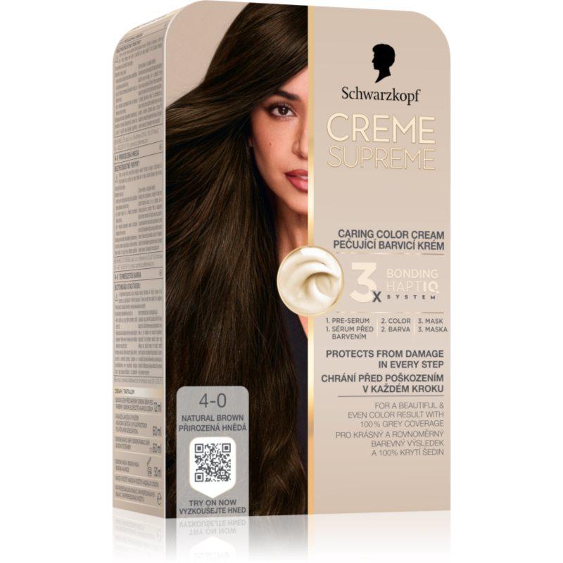 Schwarzkopf Creme Supreme permanentní barva na vlasy odstín 4-0 Přirozená hnědá 60 ml