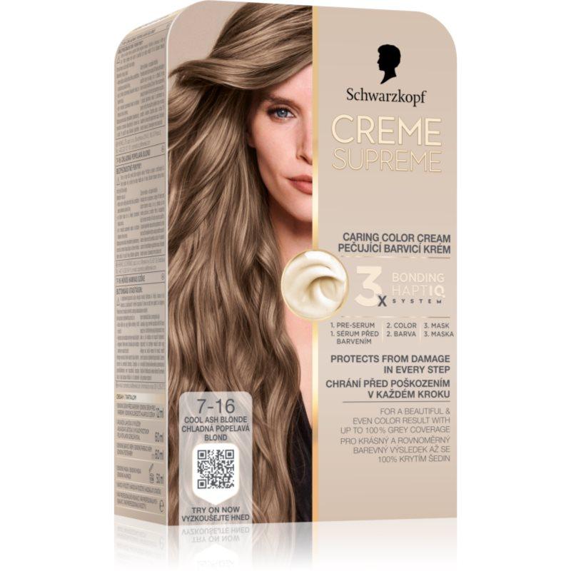 Schwarzkopf Creme Supreme permanentní barva na vlasy odstín 7-16 Chladná popelavá blond 60 ml