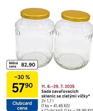 Sada zavařovacích sklenic se zlatými víčky, 2x 1,7 l