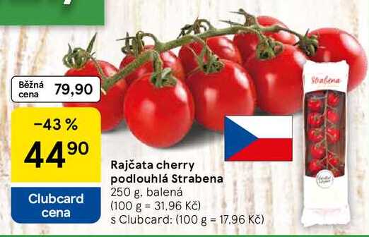 Rajčata cherry podlouhlá Strabena, 250 g 
