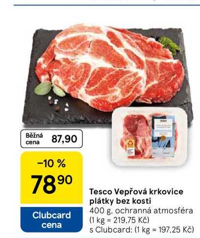 Tesco Vepřová krkovice plátky bez kosti, 400 g 