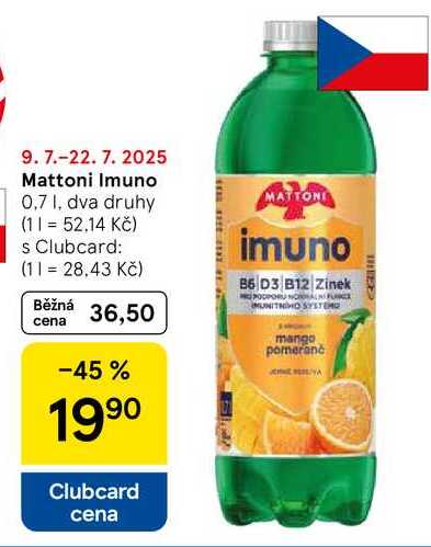 Mattoni Imuno, 0,7 l, dva druhy 