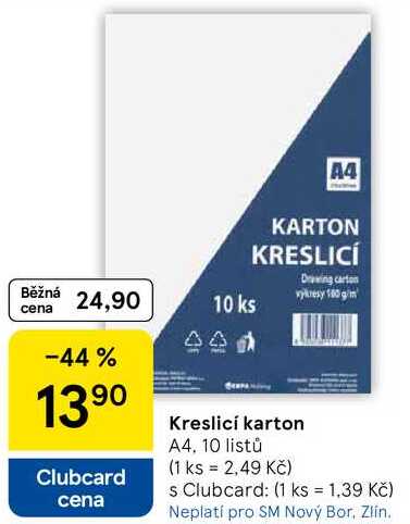 Kreslici karton A4, 10 listů