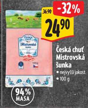 Česká chuť Mistrovská šunka, 100 g