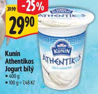 Kunín Athentikos Jogurt bílý, 400 g 