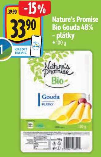 Nature's Promise Bio Gouda 48% - plátky, 100 g