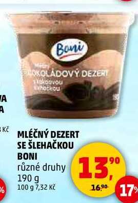 MLÉČNÝ DEZERT SE ŠLEHAČKOU BONI různé druhy, 190 g  
