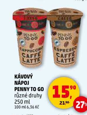KÁVOVÝ NÁPOJ PENNY TO GO různé druhy, 250 ml  