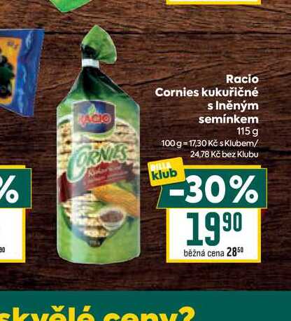 Racio Cornies kukuřičné s Iněným semínkem 115 g 