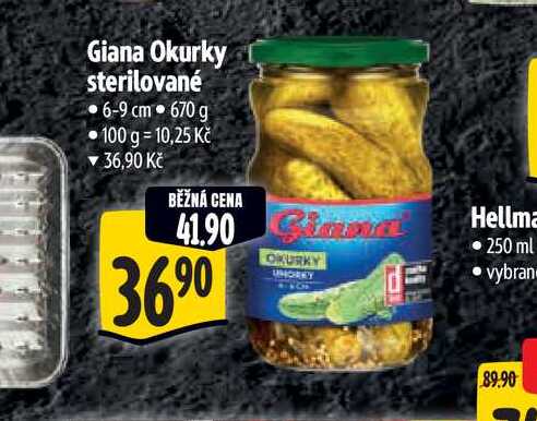 Giana Okurky sterilované 6-9 cm 670 g  