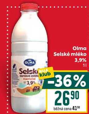 Olma Selské mléko 3,9% 1l