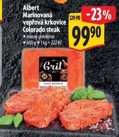 Albert Marinovaná vepřová krkovice Colorado steak, 450 g