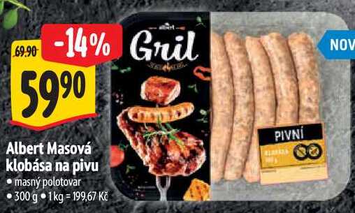 Albert Masová klobása na pivu, 300 g