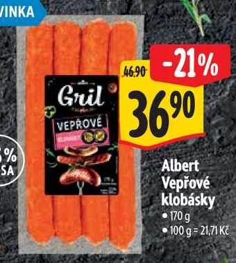 Albert Vepřové klobásky, 170 g